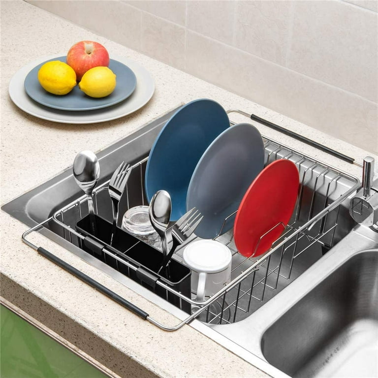 Stainless Steel Over Sink Dish Drying Rack Drainer Shelf Kitchen Cutlery  Holder 617201854532