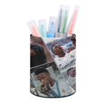 thumbnail image 1 of Vinícius Júnior-theme Cylinder Pen Holder Pencil Organizer with Flannel Lining PVC Leather Material Cardboard Base for study work 10*8CM, 1 of 6