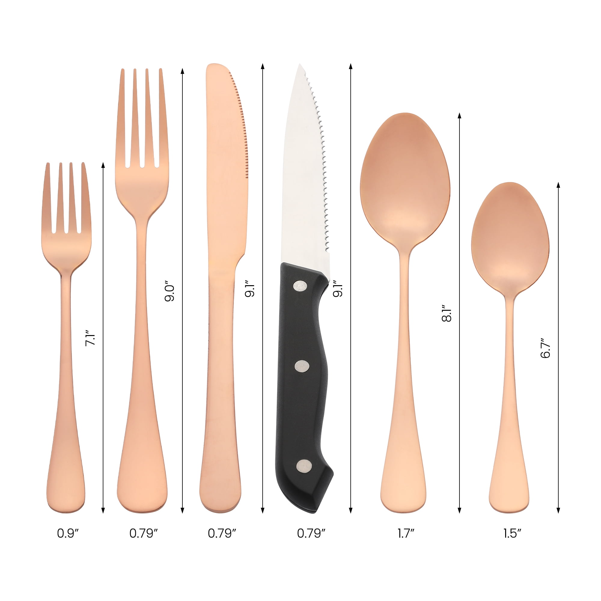 Unique Bargains Stainless Steel Flatware Set Rose Gold 24 Pcs