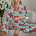 thumbnail image 4 of Goofa Watermelon Printed Women’s 2 Piece Pajama Set Super,Pajamas Women's Long Sleeve Sleepwear Soft Button Down Loungewear Pjs Lounge Set Nightwear-XX-Large, 4 of 9