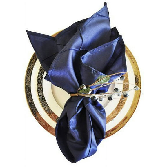 Wedding Linens Inc. 10 pcs 20"x 20" Premium Pintuck Taffeta Table Linen Napkins for Party Wedding Reception Catering Dining Home Restaurants - Navy Blue