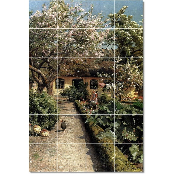 Ceramic Tile Mural-Peder Mork Monsted Garden Tile Mural Interior Construction Ideas. 17" w x 25.5" h using (24) 4.25 x 4.25 ceramic tiles