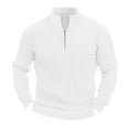 thumbnail image 1 of ameIAEA Men's Ribbed Knit Zipper Shirts Collar Long Sleeve Solid Color Fall Pullover Tops, 1 of 4