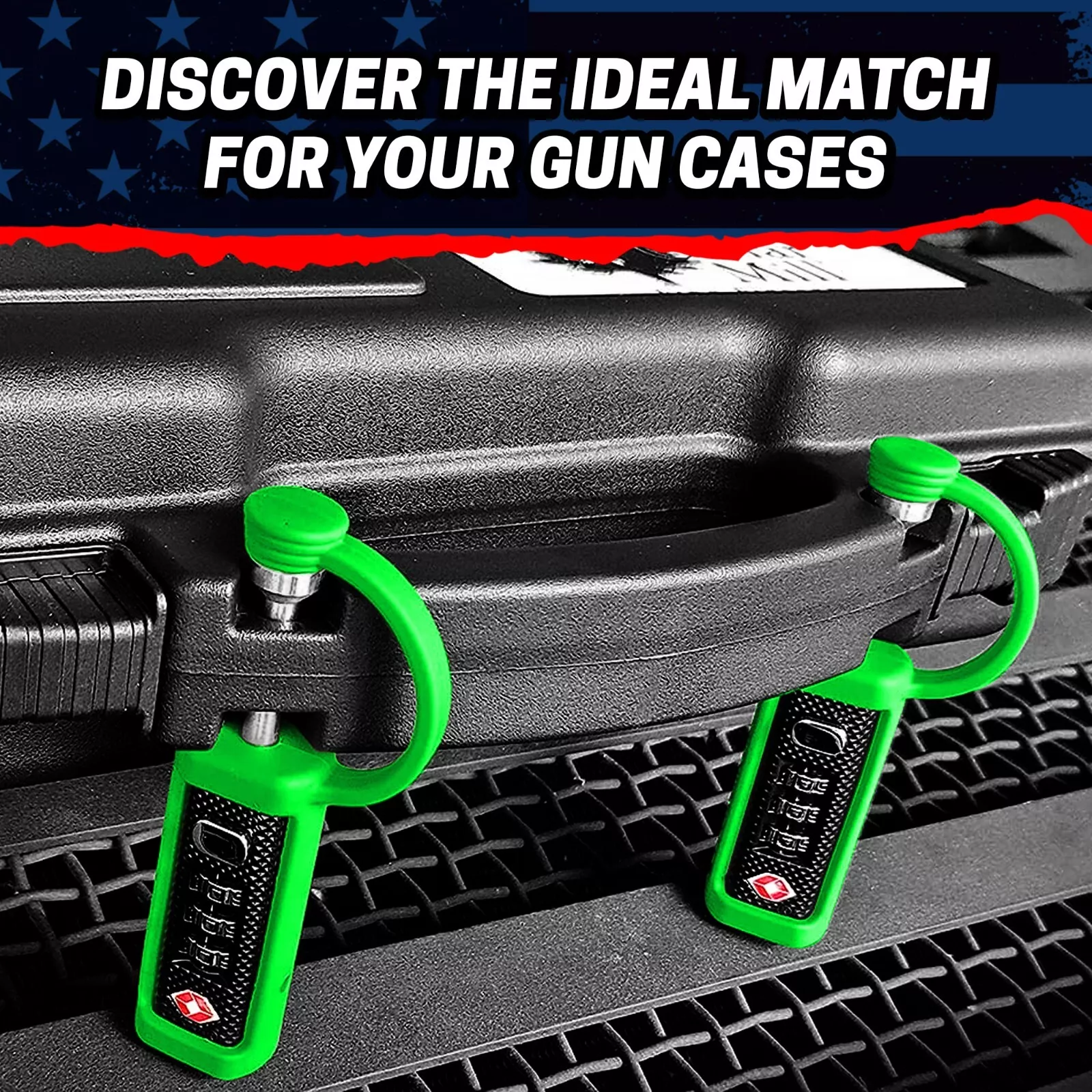 TSA Approved Gun Case Locks (2-Pack) - MonoShaft Cut-Resistant Hardened Steel Shackle - Green