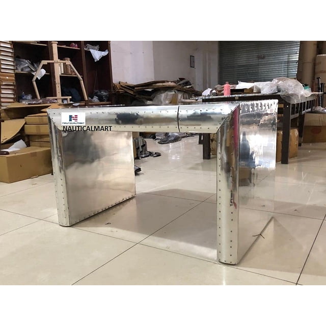 Bureau Profilé Aviator Table Décoration pour la Maison avec Tiroir Mobilier en Aluminium