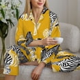 thumbnail image 6 of Pajama Sets for Women 2 Pcs, zebras orange cute Button Down Long Sleeve Sleepwear Lounge PJ Sets, 6 of 6