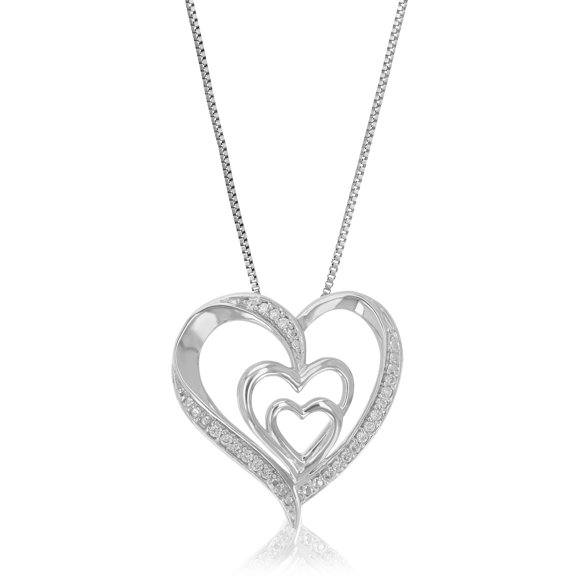 Vir Jewels 1/10 CTTW Lab Grown Diamond Heart Pendant Necklace in Sterling Silver with Chain For Women