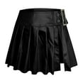thumbnail image 4 of DHFJKG Skirts For Women Pu Leather Buckled Low Rise Pleated Mini Skirt A Line Night Out Party Club Cozy Skirt, 4 of 7