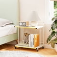 thumbnail image 4 of Gymax 2PCS Mobile Side Table w/Open Shelves Golden Trimmed Edges Lockable Wheels, 4 of 10