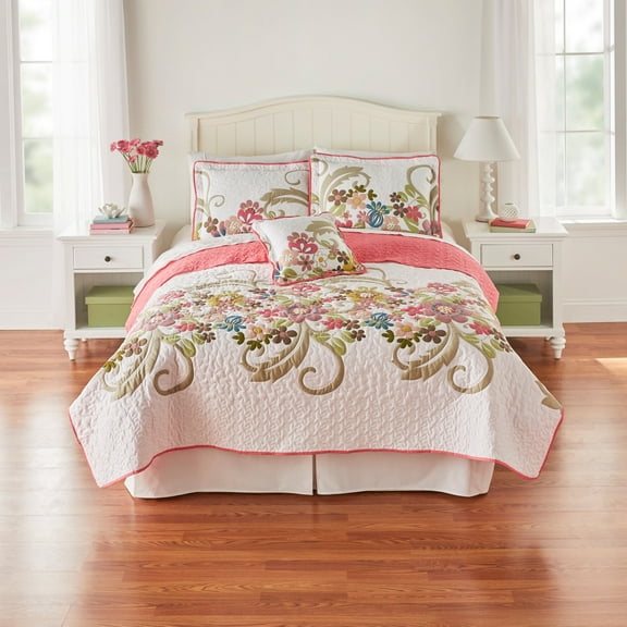 BrylaneHome Jardin Floral Spring Quilt
