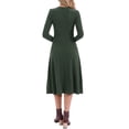 thumbnail image 3 of INSPIRE CHIC St. Patrick's Day Women's Knit Sweater Dress Square Neck Button Decor Flared Midi Dresses with Pockets XL Deep Green, 3 of 6