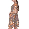 thumbnail image 2 of Naloa Cute Little Fox Print Womens Summer A-Line Dress with Pockets,Short Sleeve Dresses,Flowy Beach Swing Dress for Vacation Travel, 2 of 6