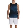 thumbnail image 6 of Rocae Blue Glitter Retro for Men's Basketball Jersey Lightweight and Breathable Athletic Tank Top,Quick-Drying Sports Jersey Small, 6 of 9