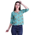 thumbnail image 1 of Moomaya Printed Keyhole Neck Ring Top Casual 3/4th Sleeve Tees Tank Tunic Top, 1 of 5
