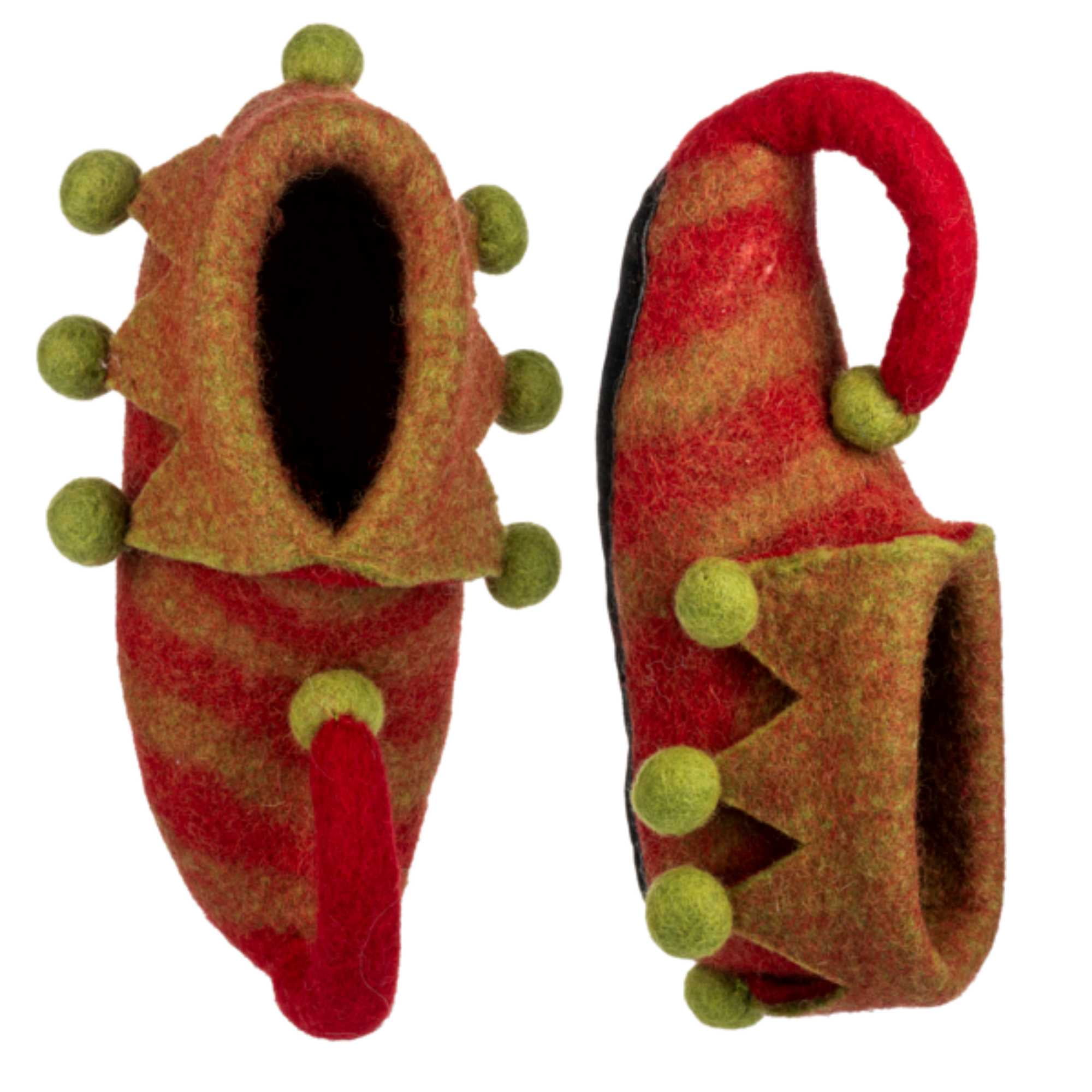 Ganz Elf Shoes - One Pair Of Elf Shoes 4 Inch, Wool - Pom Poms