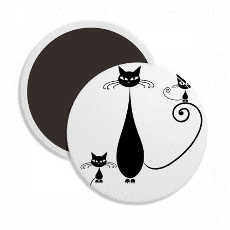 

Black Cat Faly Halloween Animal Outline Round Ceracs Fridge Magnet Keepsake Decoration
