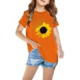 thumbnail image 3 of Odeerbi Toddler Girls Orange Cotton T-shirt Toddler Kids Heart Print Orange Shirt Fashion Cute Round Neck Short Sleeve Top Toddler Clothes Yellow, 3 of 5