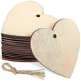 thumbnail image 1 of 50pcs Wooden Hearts Paintable Wood Cutouts Unfinished Wood Heart Crafts Hanging Pendants with Ropes, 1 of 4