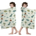 thumbnail image 4 of Light Green Dinosaurs Volcanoes Pattern Hooded Bath Towel，50"x30" for Ages 3 To 12 Kids, Quick Dry Lightweight Soft Microfiber Hood Beach Towel Cover Up for Kids, 4 of 7