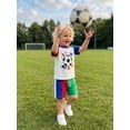 thumbnail image 5 of BemeyourBBs Kids Toddler Baby Boys Football Outfit Infant Baby Boy Summer Clothes Football It's In My DNA Letter Print Short Sleeve T Shirt Elastic Waist Shorts 2 Piece Set, 5 of 9