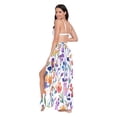 thumbnail image 3 of FORMRS Womens Long Sarong Beach Wrap Semi-Sheer Bikini Skirt Bathing Swimsuit Cover Up, Purple Wildflower Pattern, 3 of 7