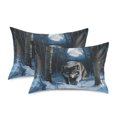 thumbnail image 2 of Haosy Satin Pillowcase for Hair and Skin Standard Cooling Silk Pillow Case with Envelope Closure Forest Wolf Moon 20"x26", 2 of 9