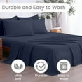 thumbnail image 2 of SKY BEDDINGS 4-Piece King Sheet Set - Cooling , 100% Microfiber Sheet Set - Extra-Soft & Wrinkle-Free Sheets Fit Up to 15'' Deep Mattress - Ultra Soft & Lightweight Sheet - Navy Blue, 2 of 6