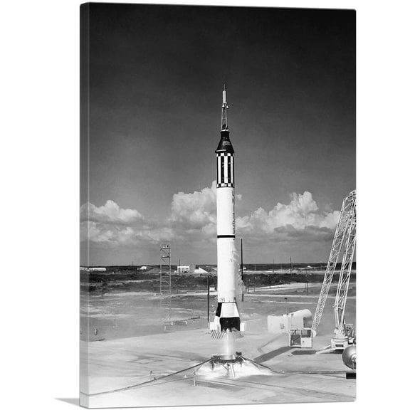 ARTCANVAS NASA Freedom 7 Mission Rocket Liftoff Canvas Art Print - Size: 18" x 12" (1.50" Deep)