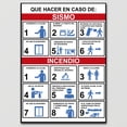 thumbnail image 2 of Señal de seguridad: "Que hacer en caso de sismos e incendios", rojo, azul y negro. Plástico estireno calibre 40, interior y exterior, 32 x 25 cm. Señalamiento, Cartel, Letrero cuadrado, Señalización., 2 of 5