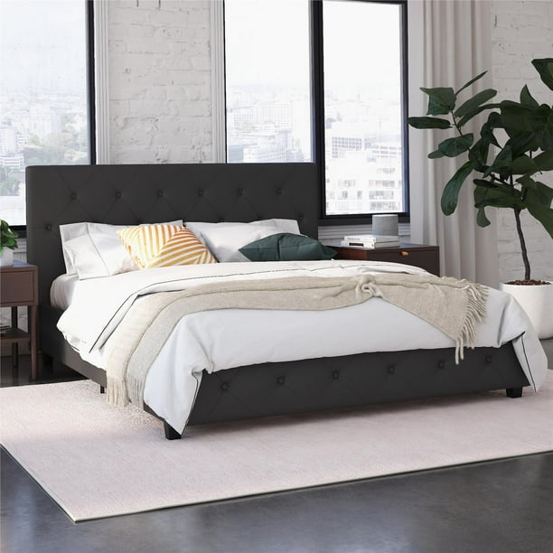 River Street Designs Dakota Upholstered Platform Bed Queen Gray Faux Leather Com River Street Designs Dakota Upholstered, Domain Cal King Platform Bed Espresso
