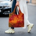 thumbnail image 5 of Xecao's Autumn Leaf Canvas Tote Bag is a versatile choice for women, serving as a stylish beach bag, shopping bag,and reusable grocery bag., 5 of 5