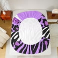 thumbnail image 5 of Feelyou Leopard Cheetah Print Queen Sheet Sets, Purple Abstract Stripe Bed Set, 4pcs, 5 of 7