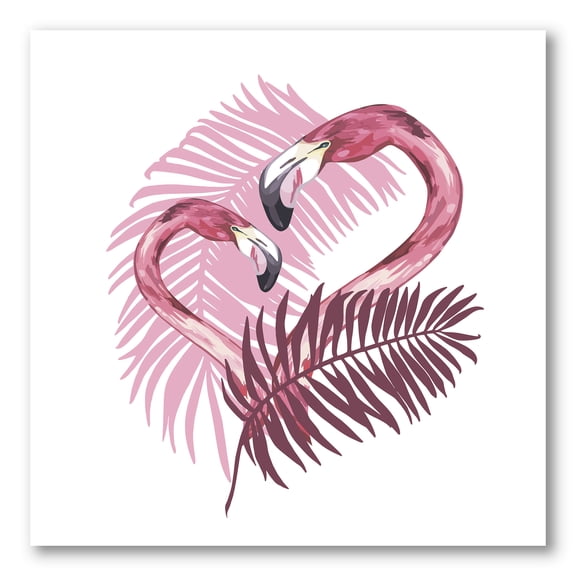 Designart ' Pink Flamingo In Tropical Summer I ' Traditional Canvas Wall Art Print