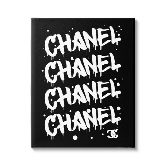 Stupell Industries Black & White Glam Graffiti Typography Painting Gallery Wrapped Canvas Print Wall Art, 16 x 20