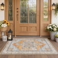 thumbnail image 4 of Toyoso 3x5 Machine Washable Area Rug, Soft Polyester Vintage Medallion Distressed Rug, Non-Slip Oriental Floral Accent Carpet, Burnt Orange, 4 of 7