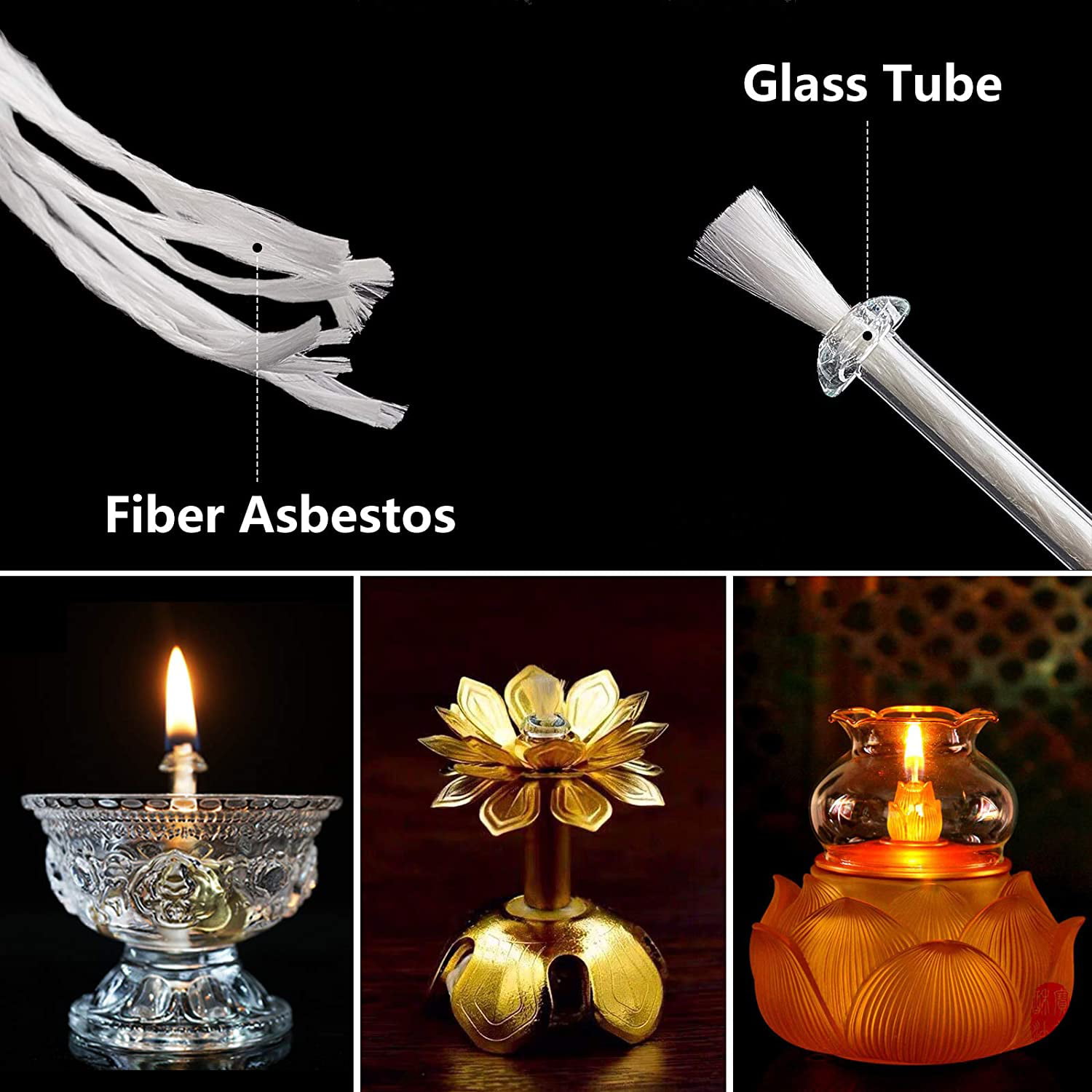 BESPORTBLE 20pcs Replacement Fiberglass Torch Wicks with Glass Tube Holder Kerosene Oil Lamp Wicks for Oil Lamp
