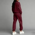 thumbnail image 5 of Women's Half Zip Stand Collar Sweatsuit Set, Solid Color Athletic Two Piece Set, Winter Running Outfit, Pullover and Joggers, Yoga Gym Workout Set Wine XXL, 5 of 7