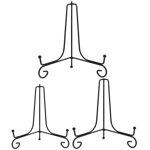 KAKOWELY 3 piezas de soporte de hierro para el hogar, soporte simple para platos, soporte de mesa para teléfono móvil, soporte para marcos de fotos