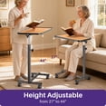thumbnail image 4 of Kekoy Overbed Table with Wheels, 90° Tilting Tabletop and Adjustable Height, Rolling Hospital Bedside Table for Reading, Laptop Work and Post-Surgery Recovery, 4 of 8