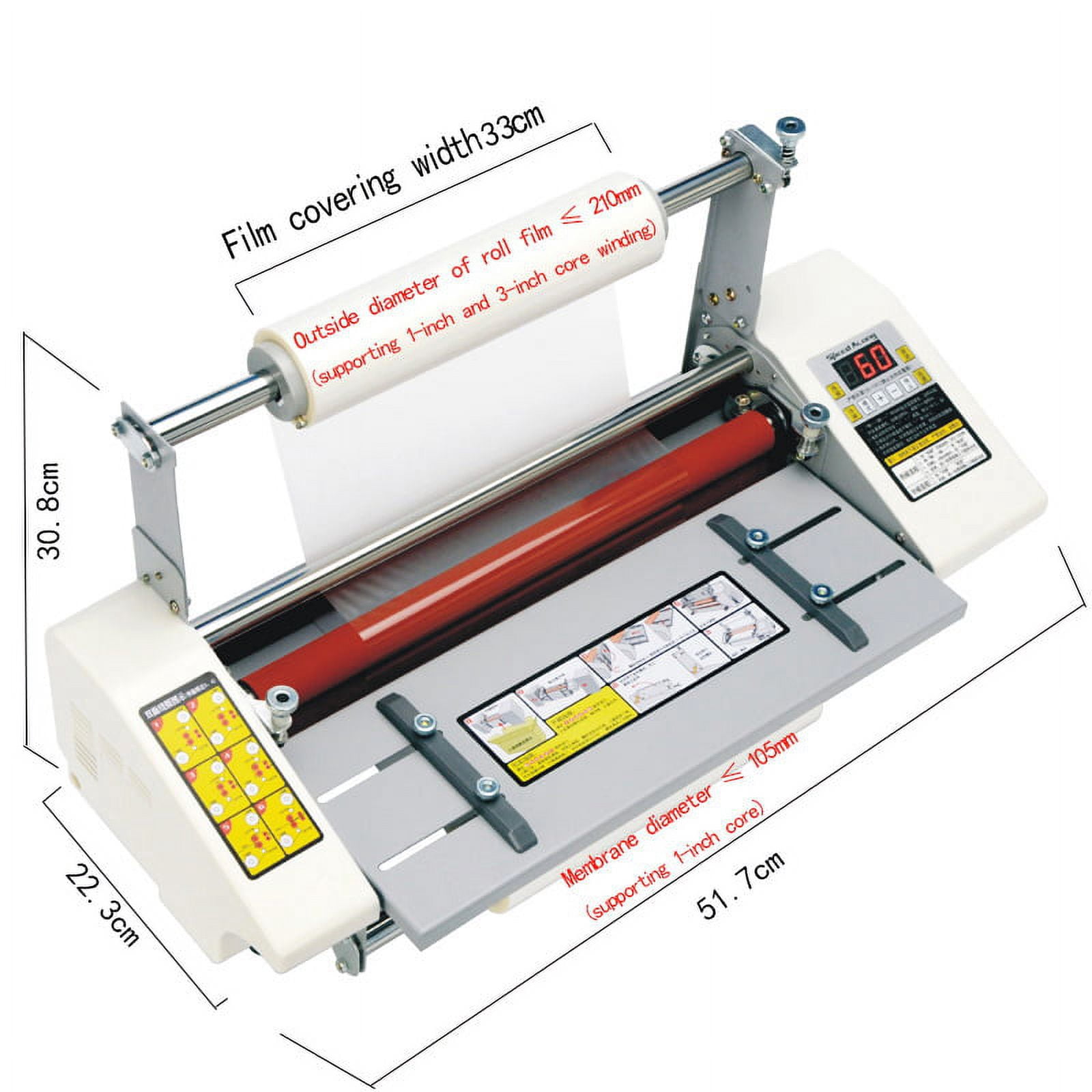 EQCOTWEA A3 Roll Laminator Hot Cold Roll Laminator Double Side Thermal Laminator Laminating Machine 110V