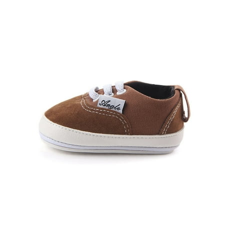 

Rotosw Newborn Canvas Shoes Rubber Soft Sole Sneakers Round Toe Crib Shoe Comfortable Elastic Band Loafers Casual Cute Walking Sneaker Brown 5C