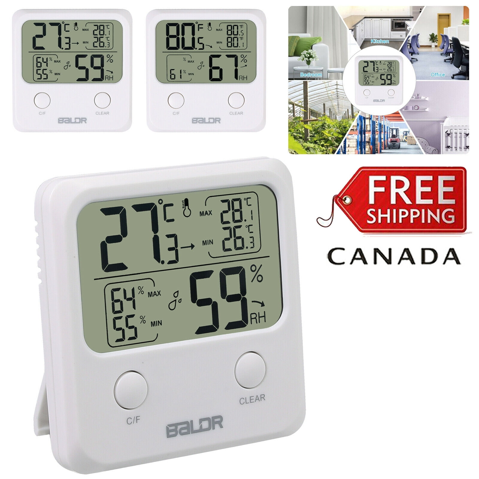 Digital LCD Thermometer Humidity Meter Temp Indoor Room Max/Min