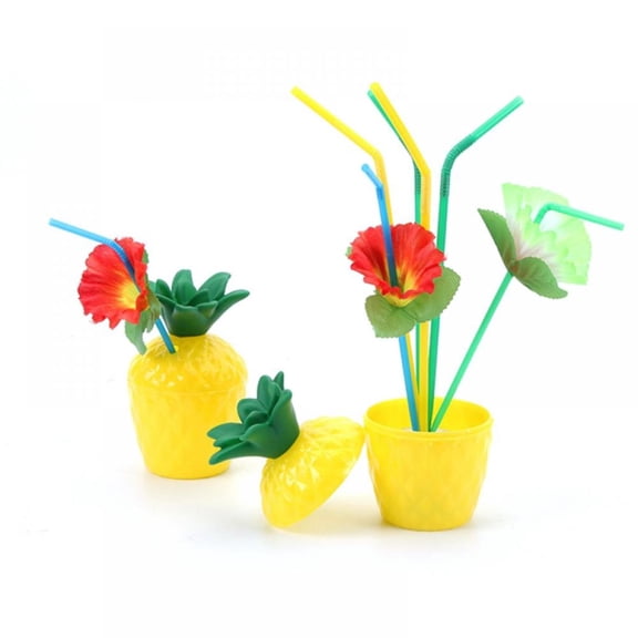 Stibadium 1PCS Coconut Cup Pineapple Cup With Straw Party Supplies Cocktail Cup For Hawaiian