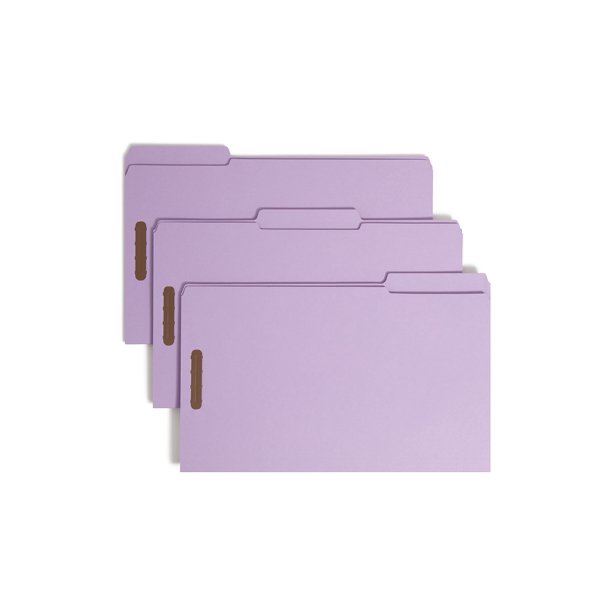 Carpeta de archivos Smead Fastener, 2 cierres, tamaño legal, color lavanda