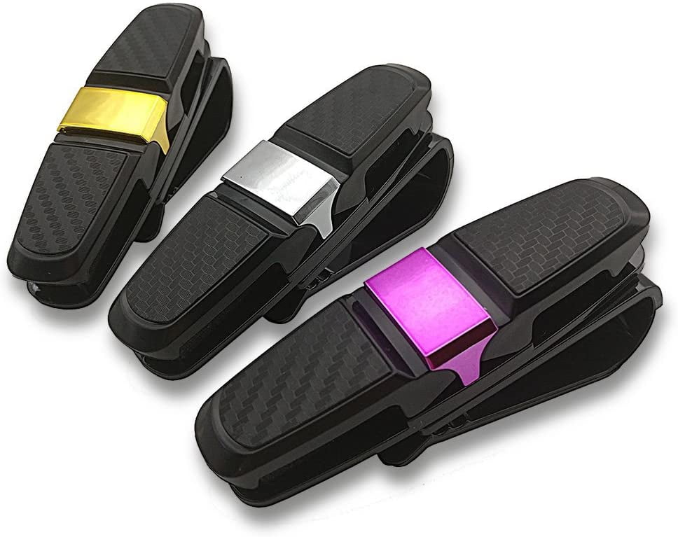 3 Packs Double Sunglasses Holders for Sun Visor of Car, Vehicle Glasses