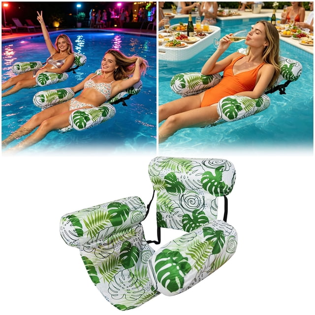 Inflatable Pool Floating Mat Pattern Water Floaties for Adults Heavy Duty