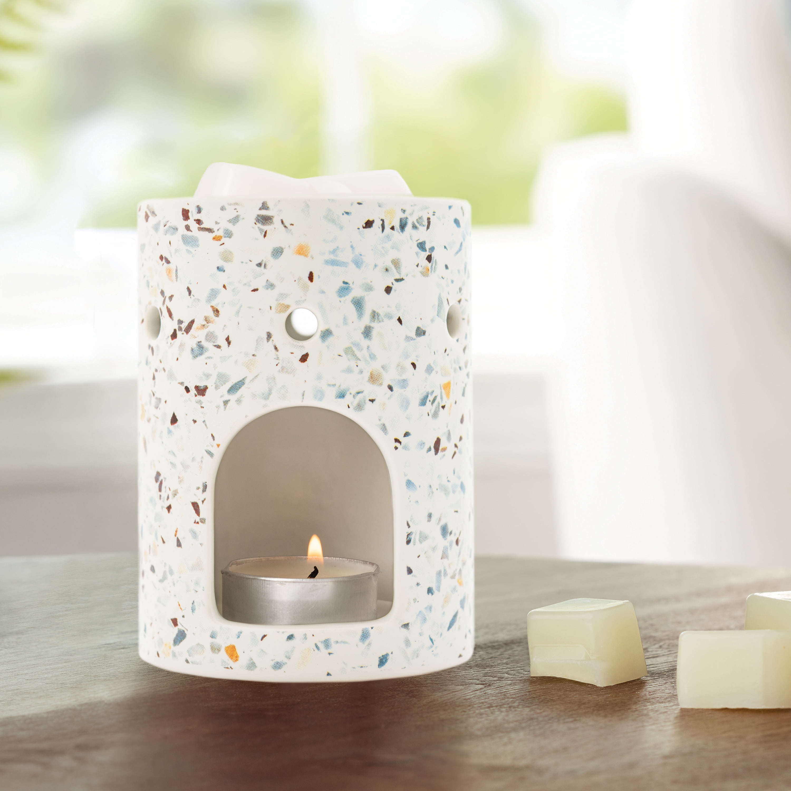 Mainstays Tealight Ceramic Warmer, Multi-Colored Terrazzo, 1 Pc