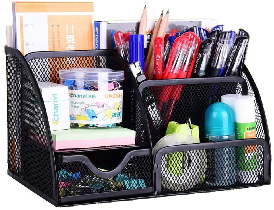 VANRA Office Supply Caddy Metal Mesh Desktop Supplies Organizer School