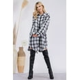 thumbnail image 3 of Celeste Design Women's Oversized Flannel Button Down Shacket with Pockets White Plaid-Plus Size One Size, 3 of 5