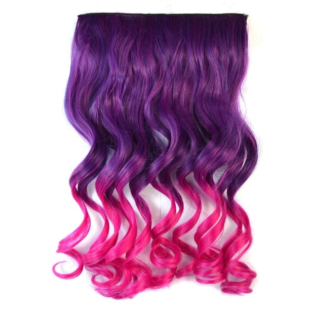 Fiudx Extensión de Cabello con Clip de Colores, Peluca de Fibra Resistente Al Calor, Fácil de Colocar y Quitar, Postizo Largo y Rizado, Accesorio de Moda para Mujer, Diseño Degradado, Versatilidad de